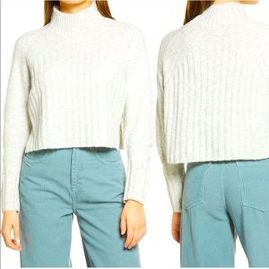 Topshop Rib Crop Turtleneck Sweater